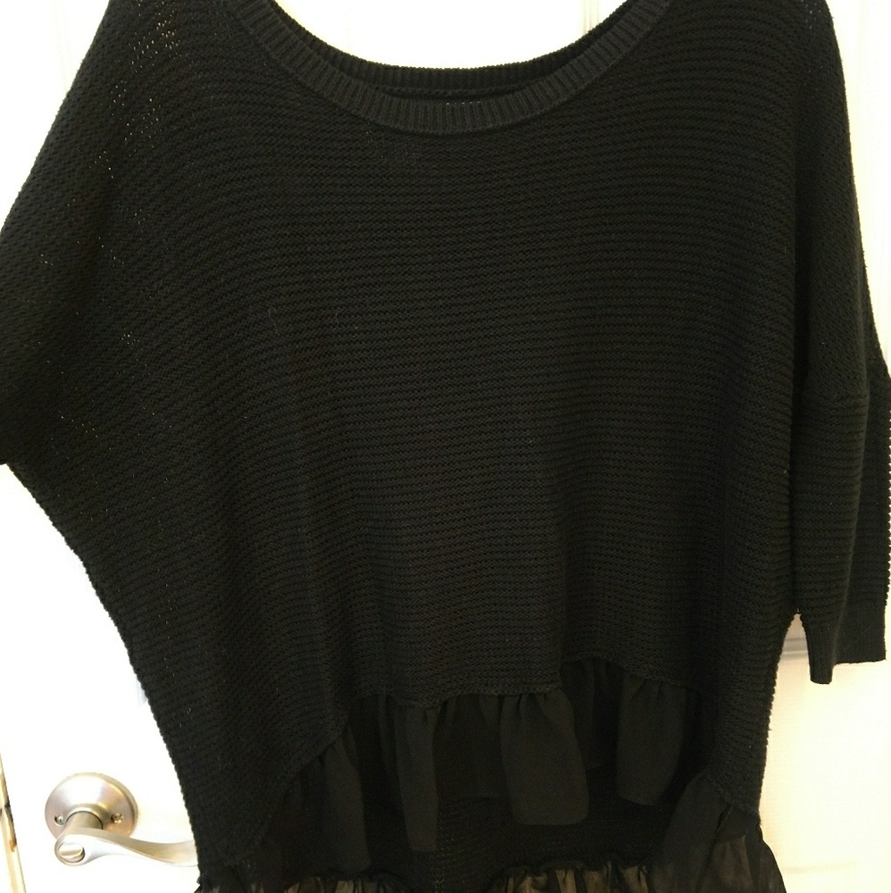 American Eagle Black Ruffle Sweater
